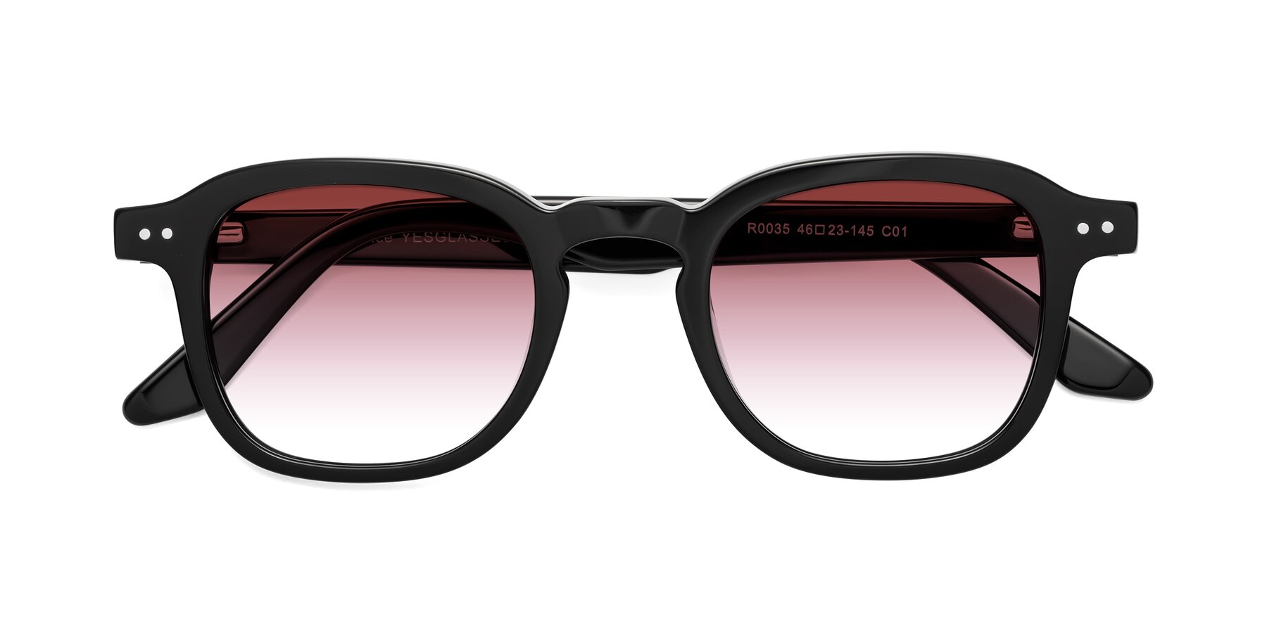 Folded Front of Nice in Black with Garnet Gradient Lenses