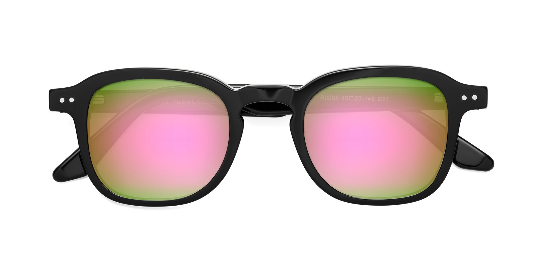 Folded Front of Nice in Black with Pink Mirrored Lenses
