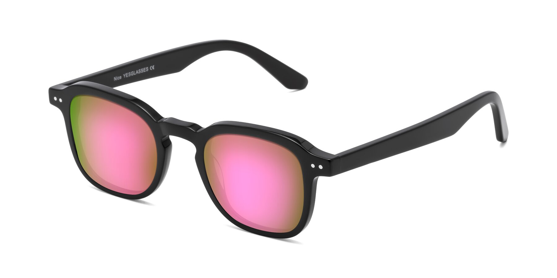 Angle of Nice in Black with Pink Mirrored Lenses