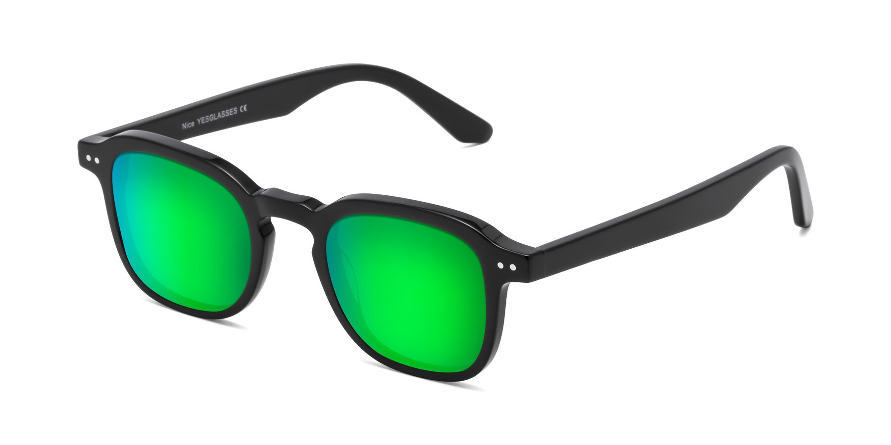 Angle of Nice in Black with Green Mirrored Lenses