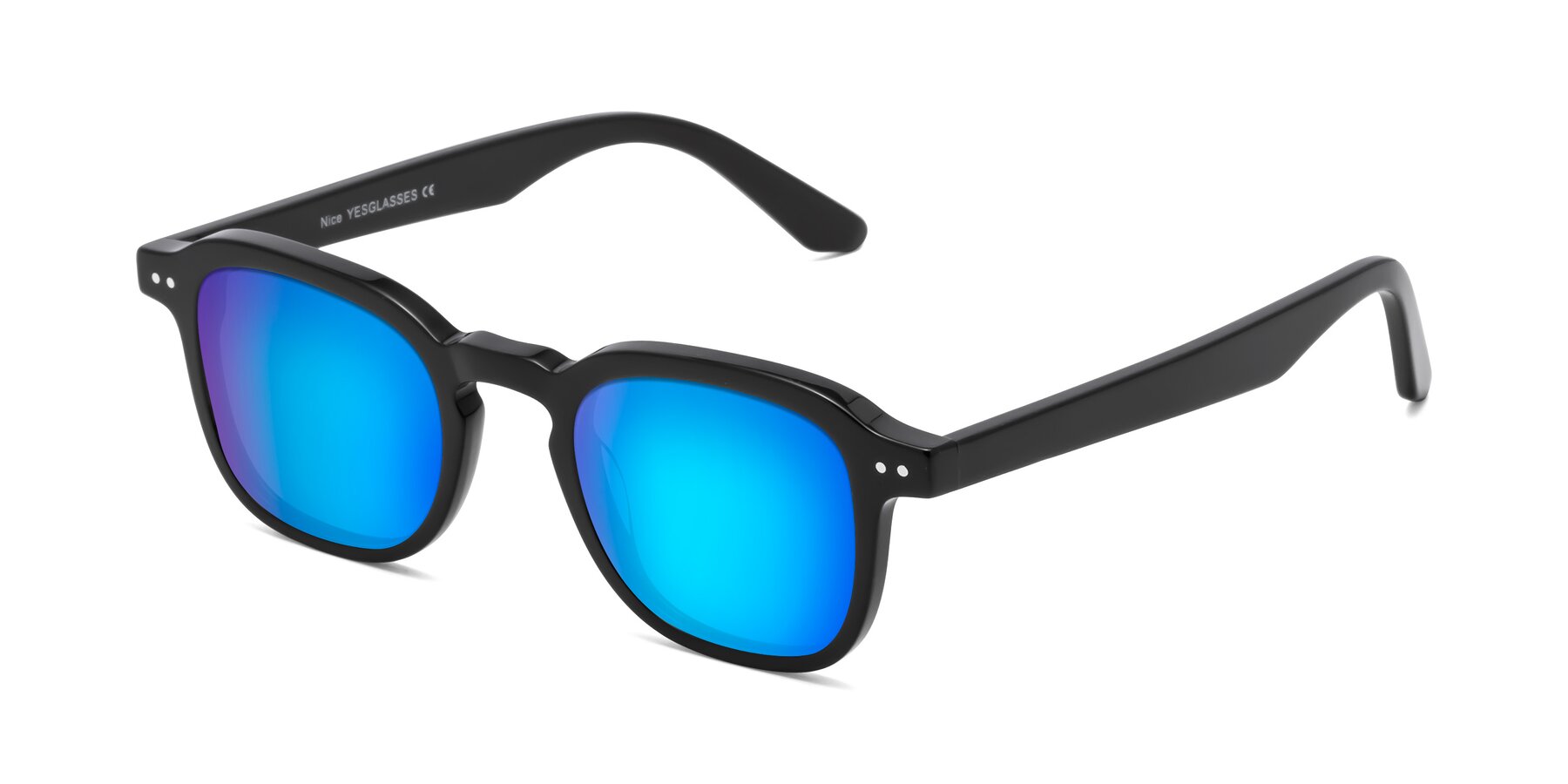 Angle of Nice in Black with Blue Mirrored Lenses