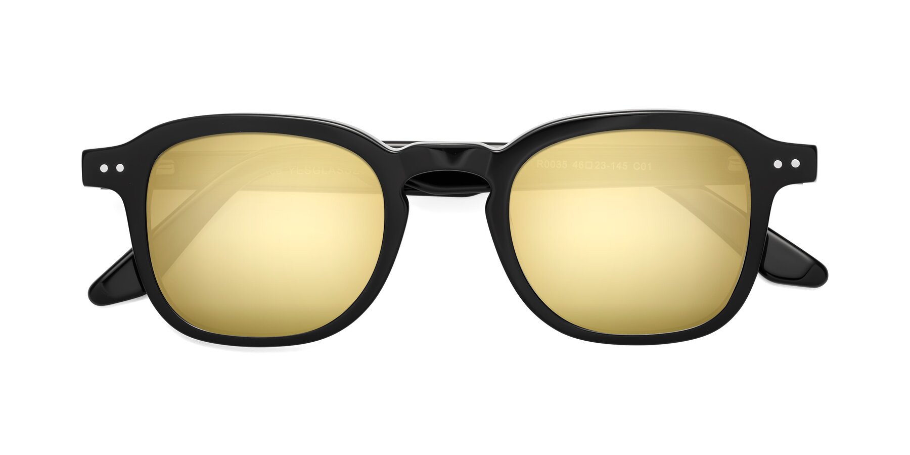 Folded Front of Nice in Black with Gold Mirrored Lenses