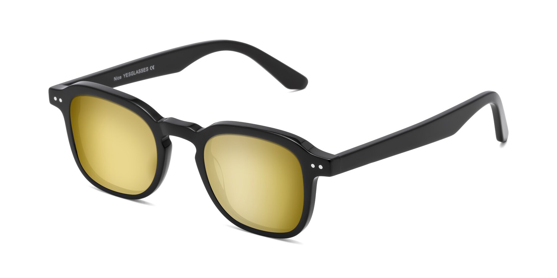 Angle of Nice in Black with Gold Mirrored Lenses