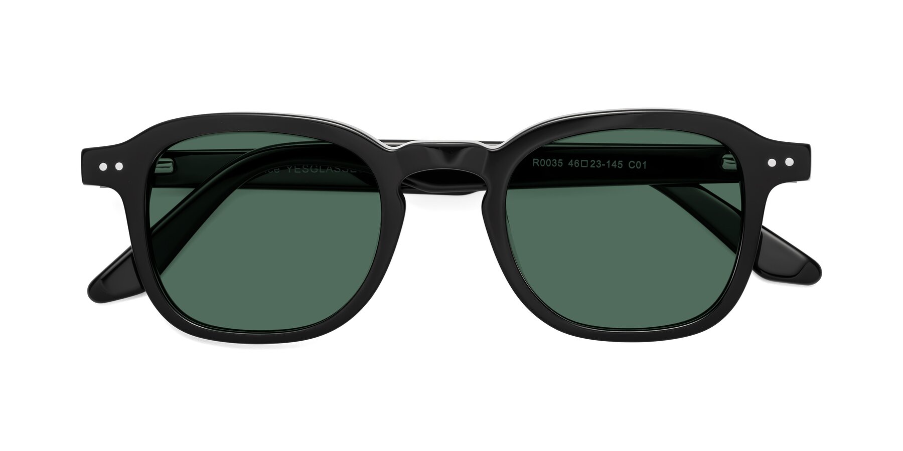 Folded Front of Nice in Black with Green Polarized Lenses