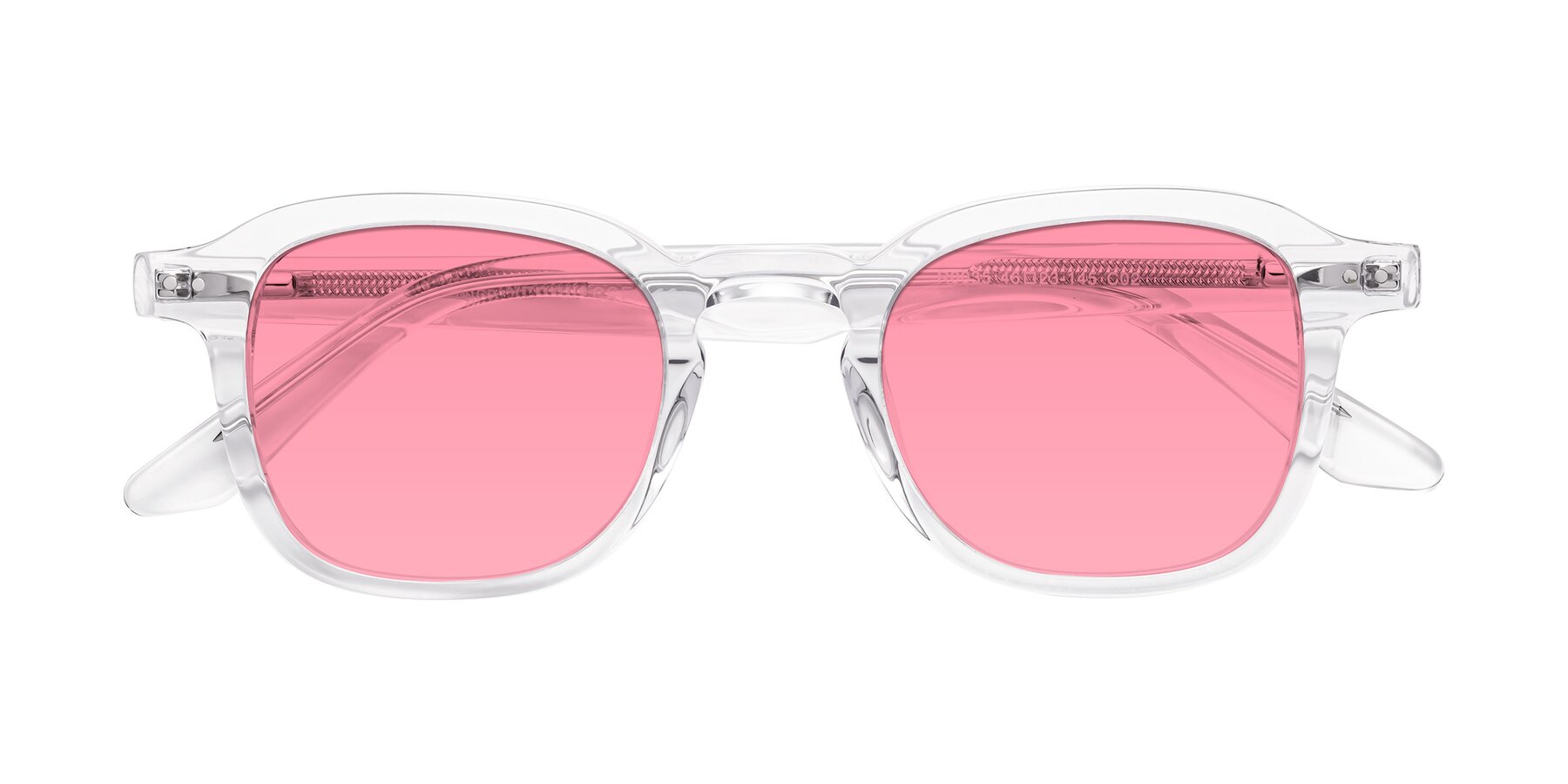 Folded Front of Nice in Clear with Pink Tinted Lenses