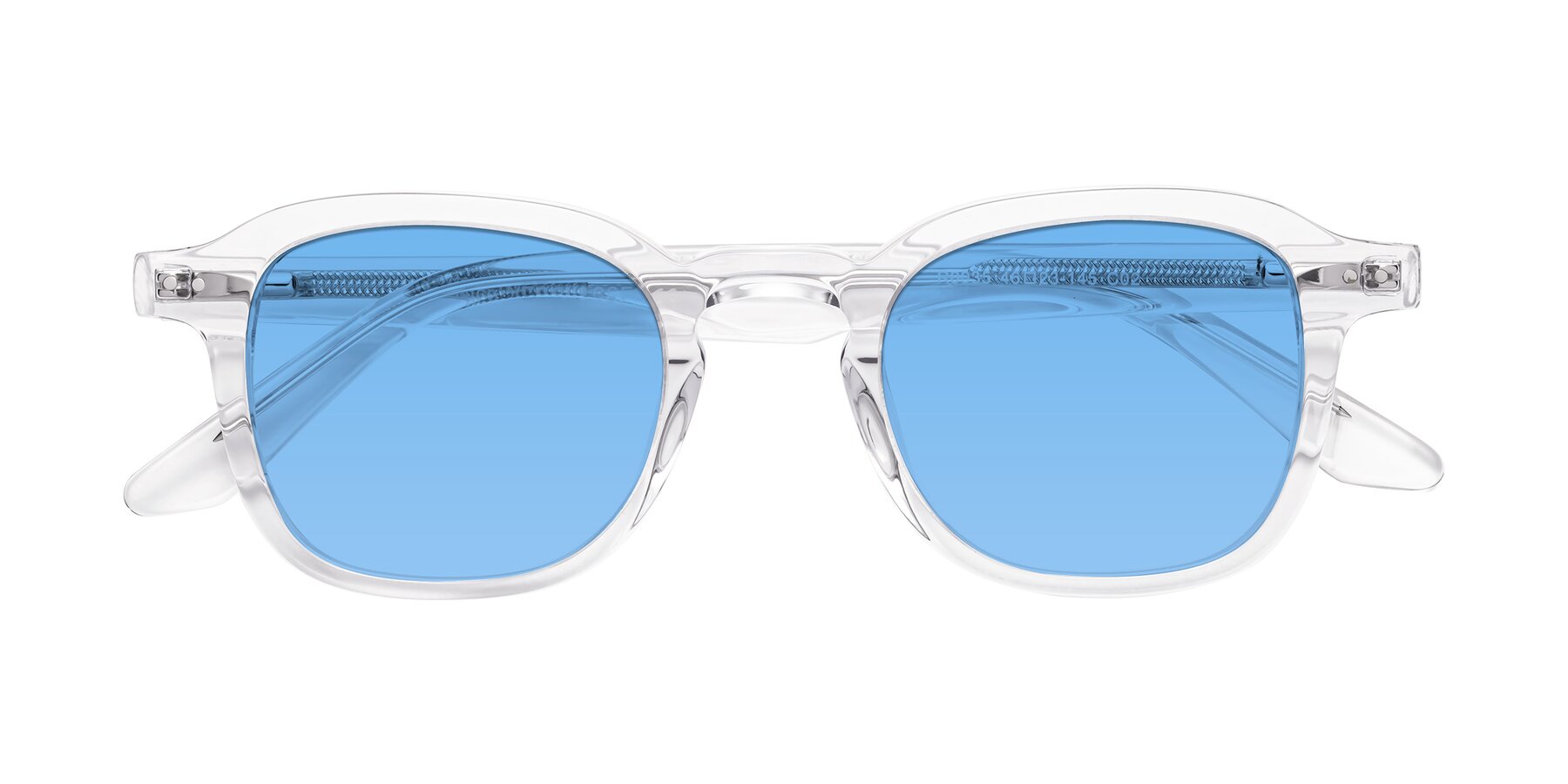 Folded Front of Nice in Clear with Medium Blue Tinted Lenses