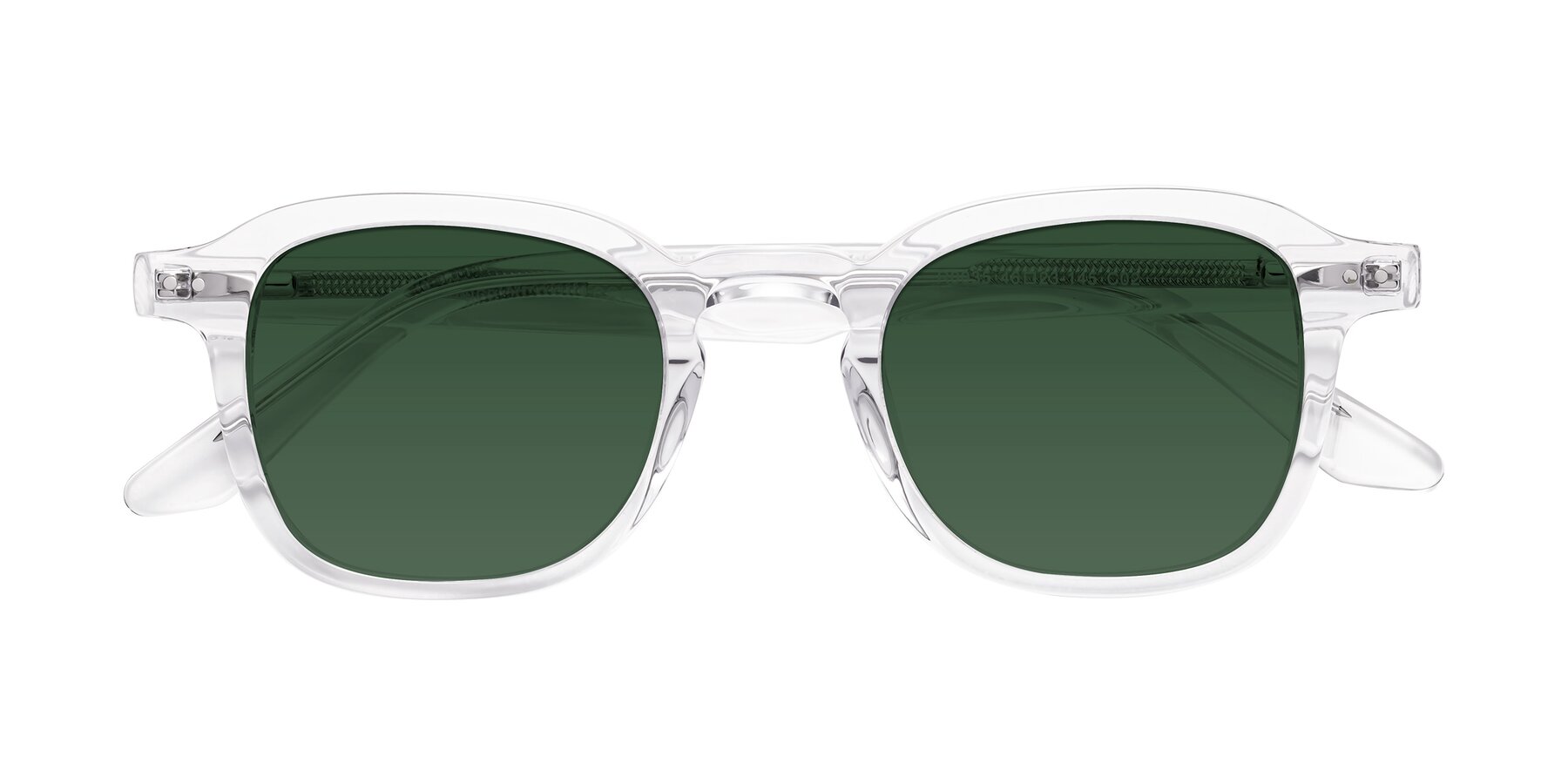 Folded Front of Nice in Clear with Green Tinted Lenses