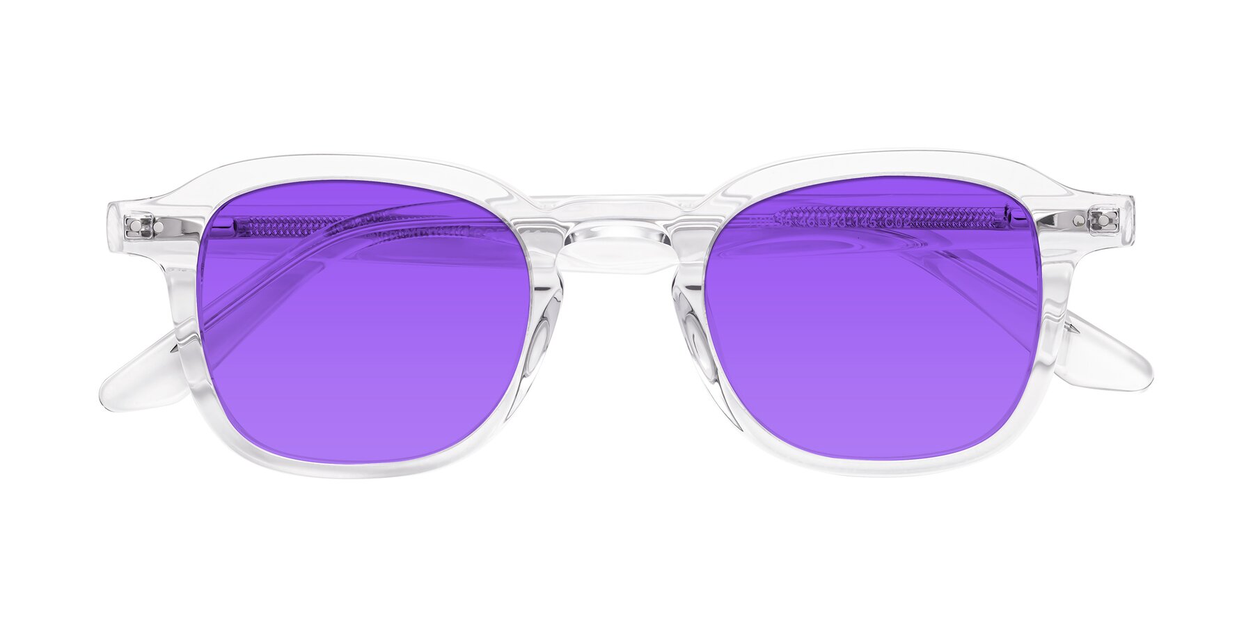 Folded Front of Nice in Clear with Purple Tinted Lenses