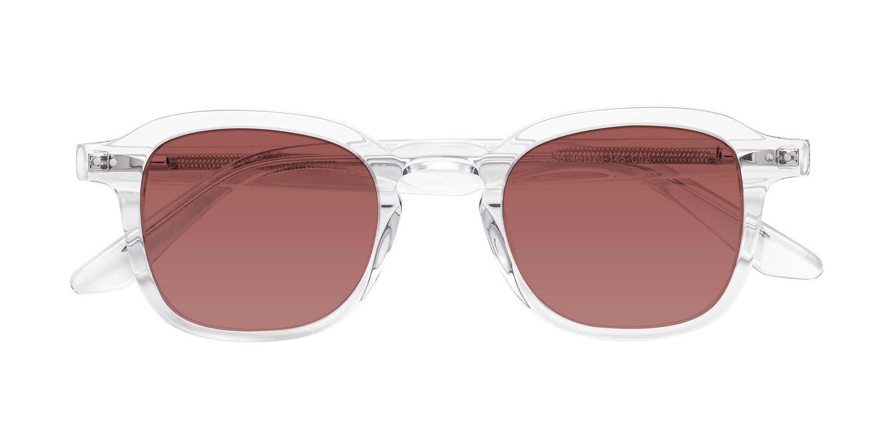 Folded Front of Nice in Clear with Garnet Tinted Lenses