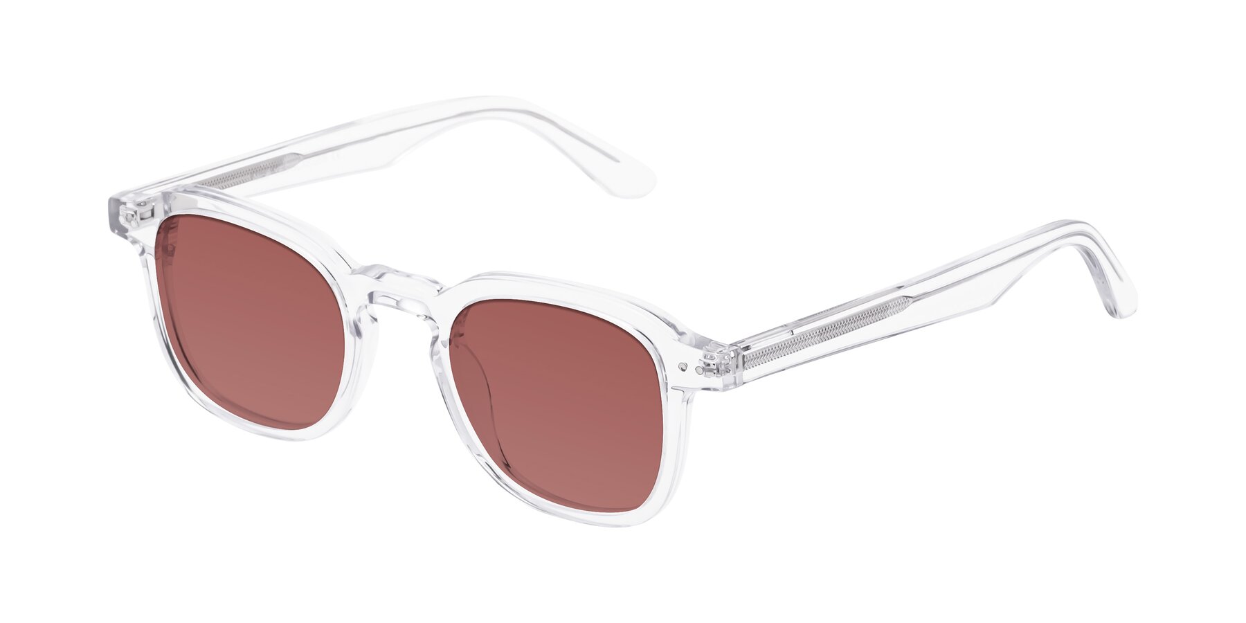 Angle of Nice in Clear with Garnet Tinted Lenses