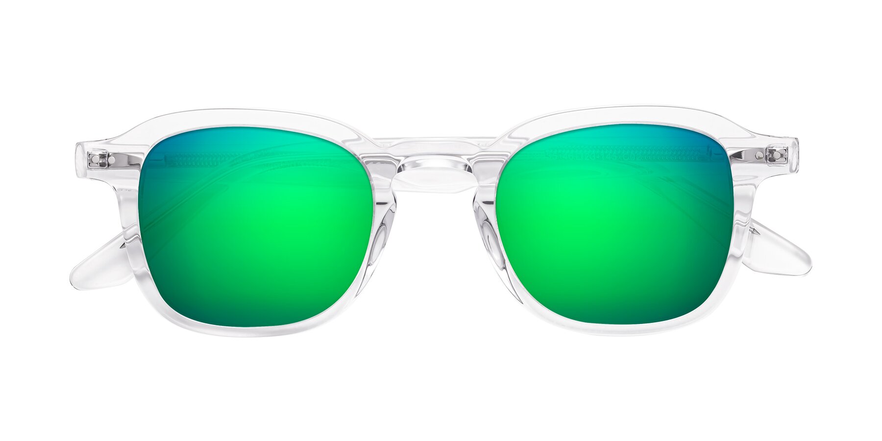 Folded Front of Nice in Clear with Green Mirrored Lenses