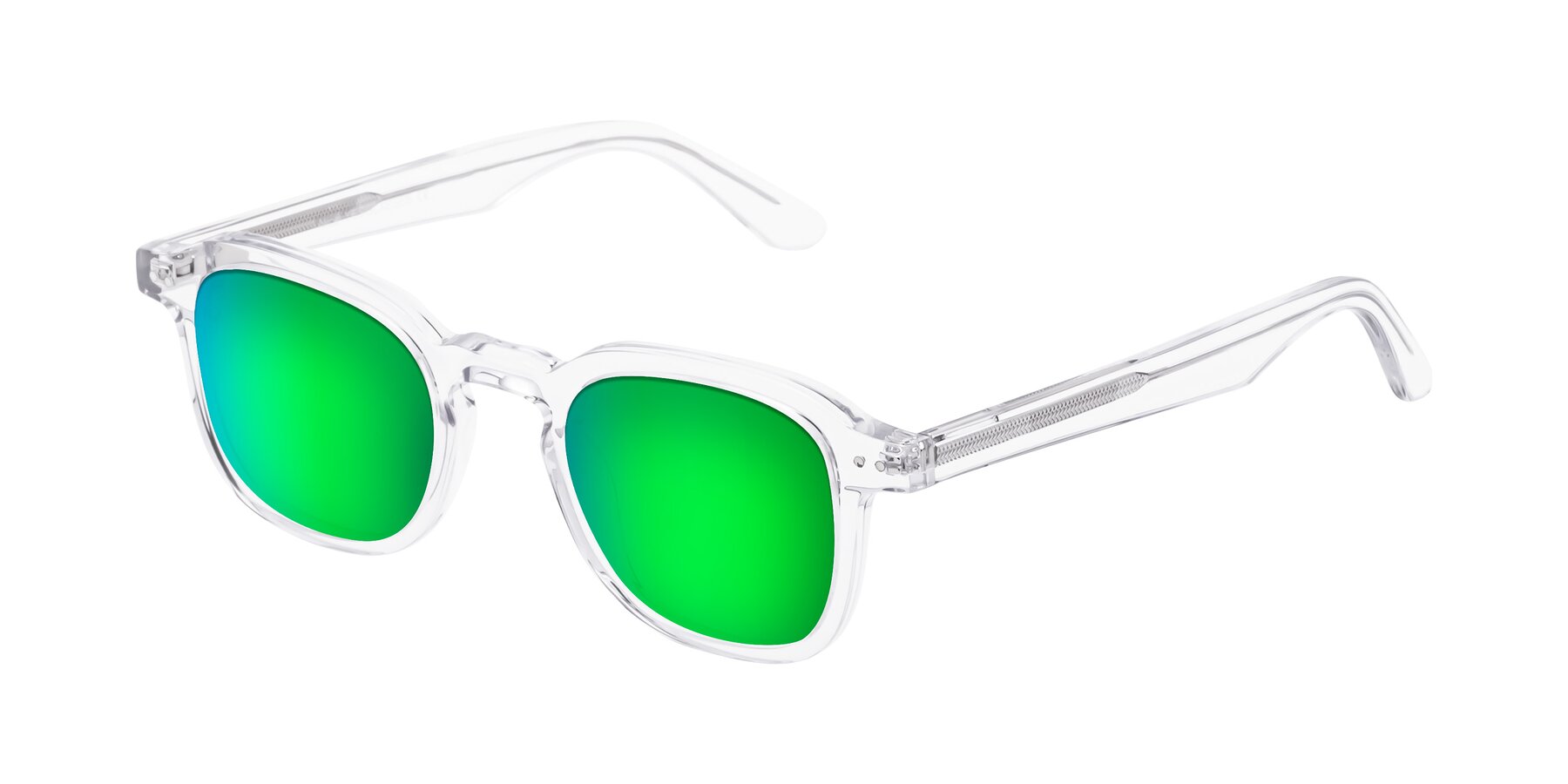 Angle of Nice in Clear with Green Mirrored Lenses