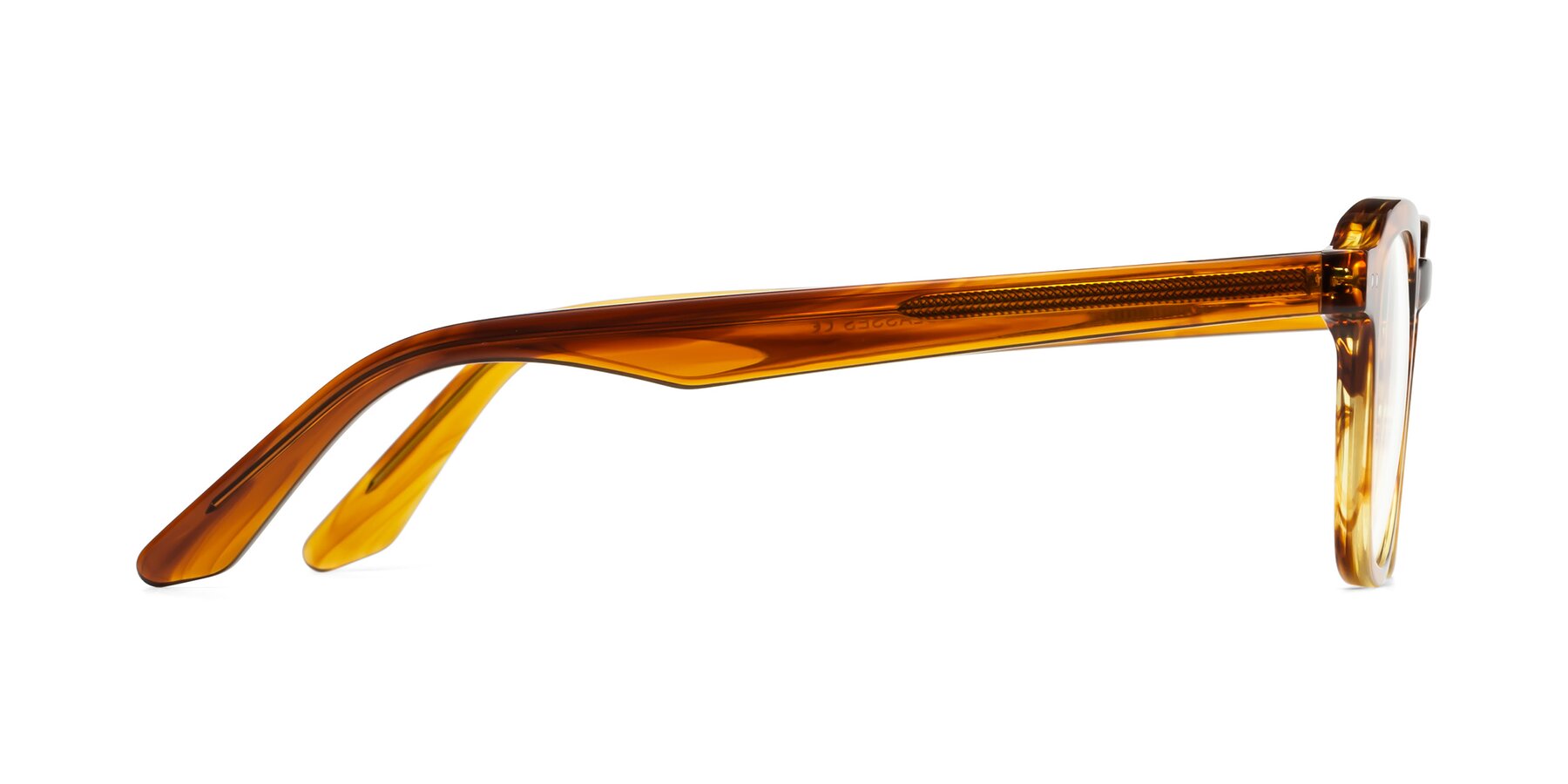 Side of Nice in Striped Amber with Clear Blue Light Blocking Lenses