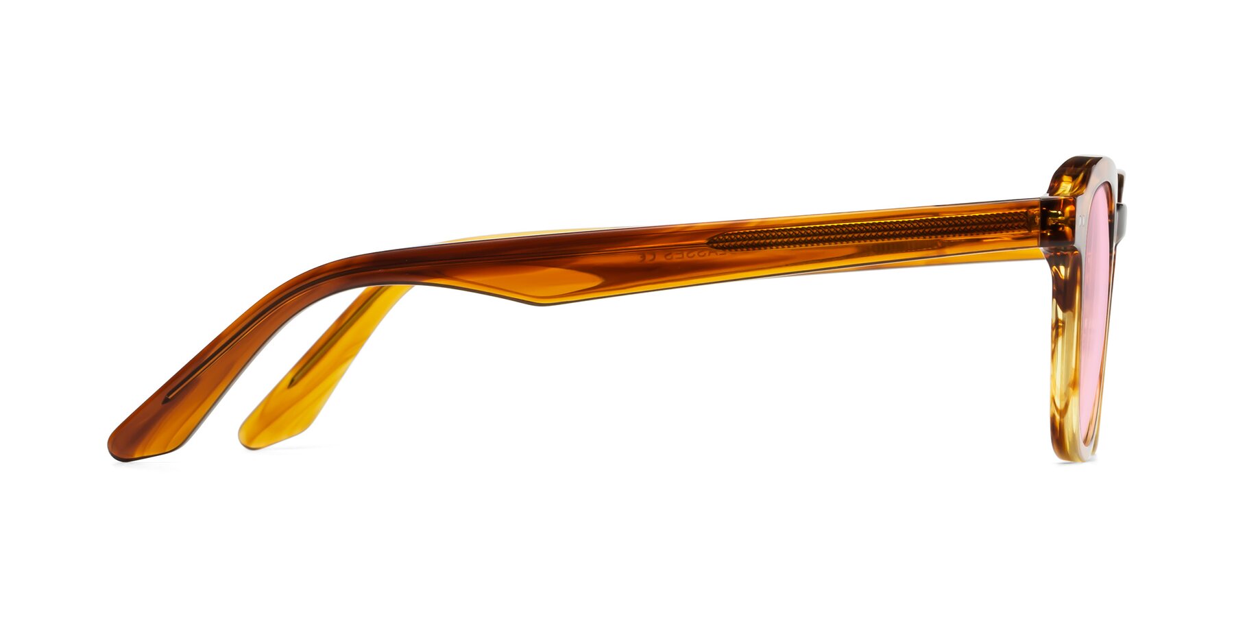 Side of Nice in Striped Amber with Light Pink Tinted Lenses