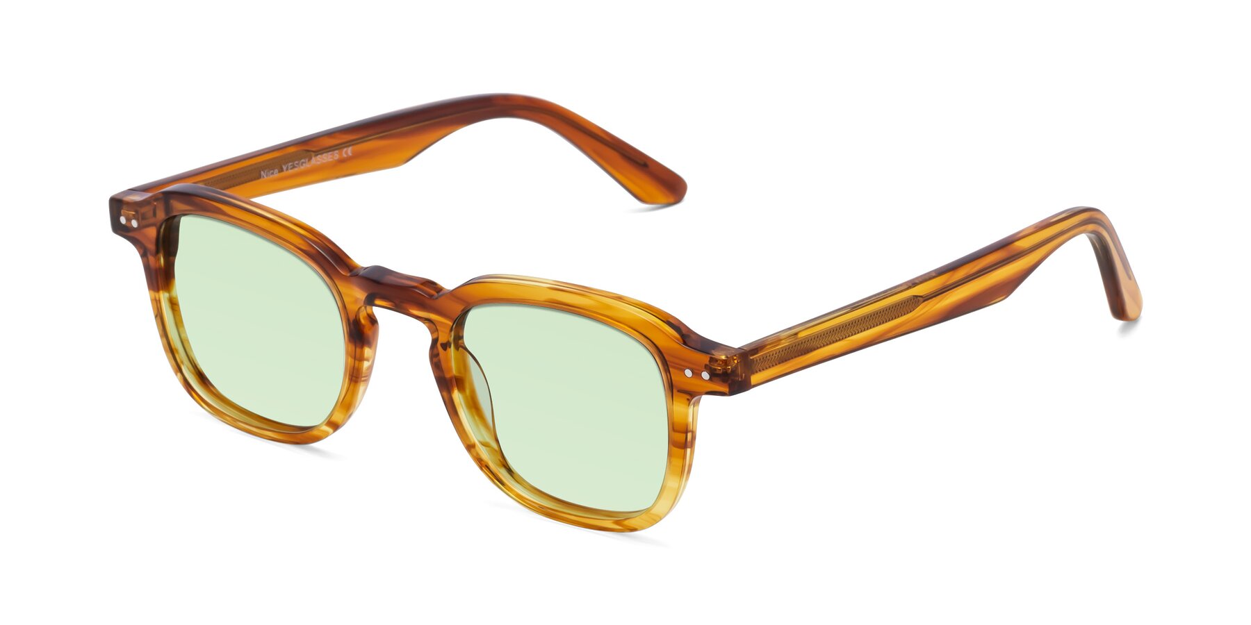 Angle of Nice in Striped Amber with Light Green Tinted Lenses