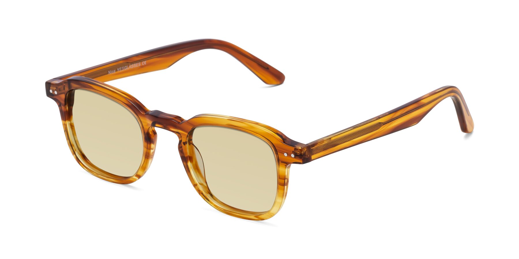 Angle of Nice in Striped Amber with Light Champagne Tinted Lenses