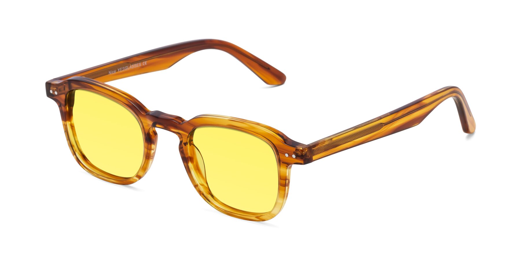 Angle of Nice in Striped Amber with Medium Yellow Tinted Lenses