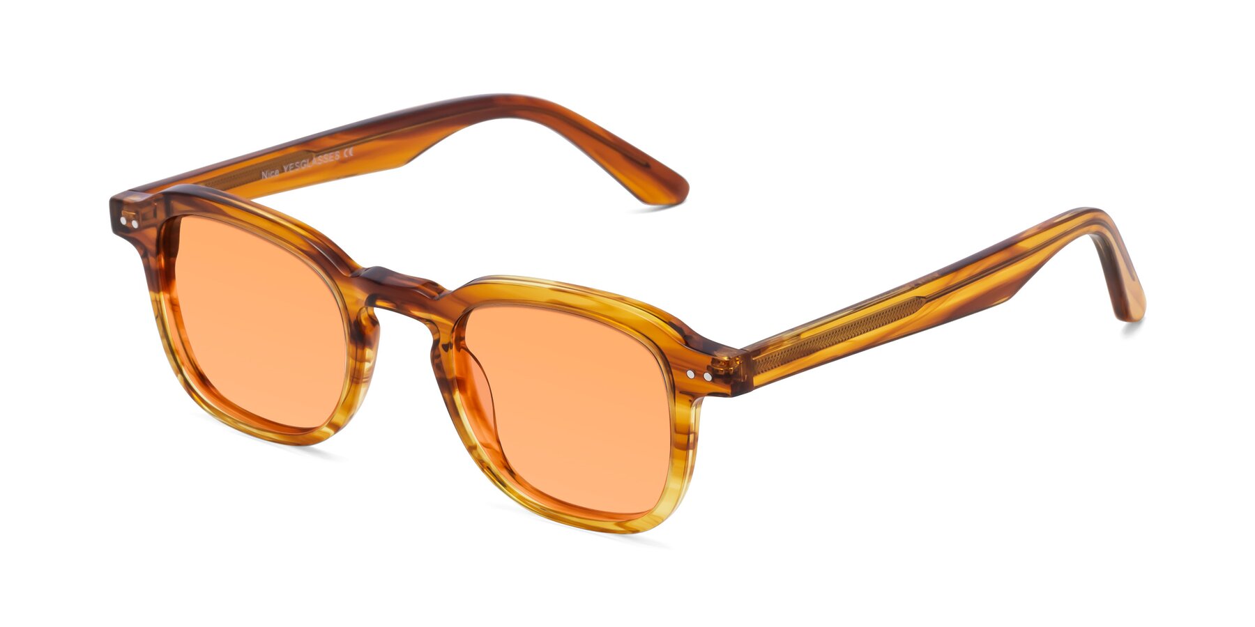 Angle of Nice in Striped Amber with Medium Orange Tinted Lenses