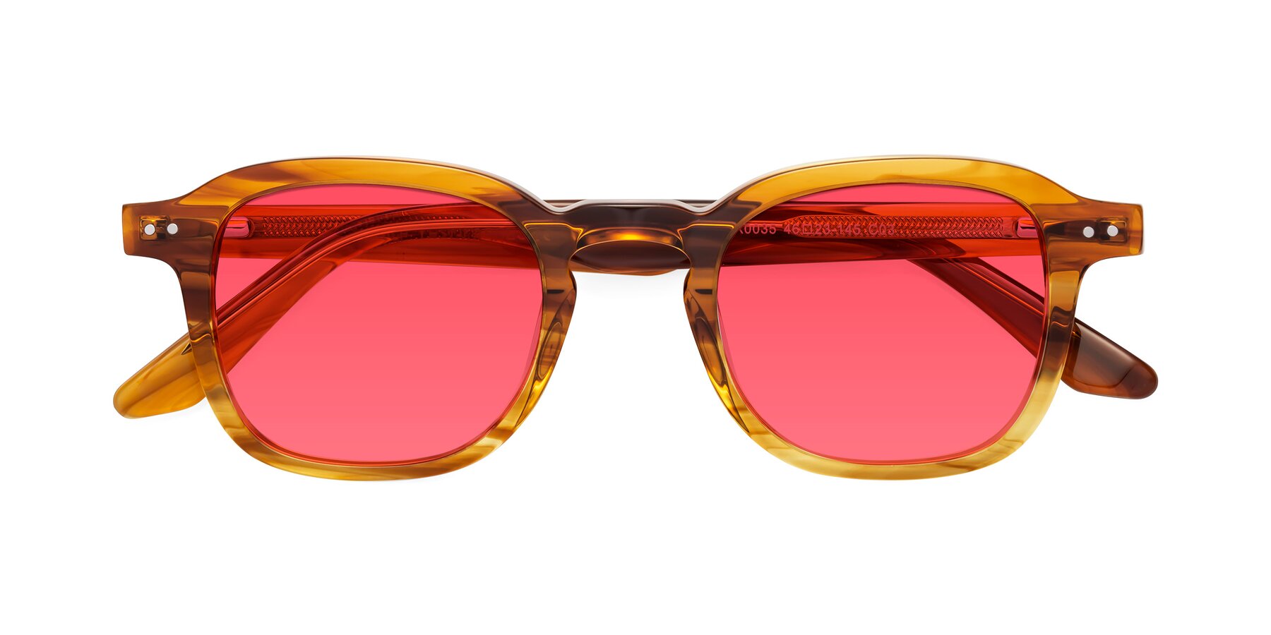 Folded Front of Nice in Striped Amber with Red Tinted Lenses