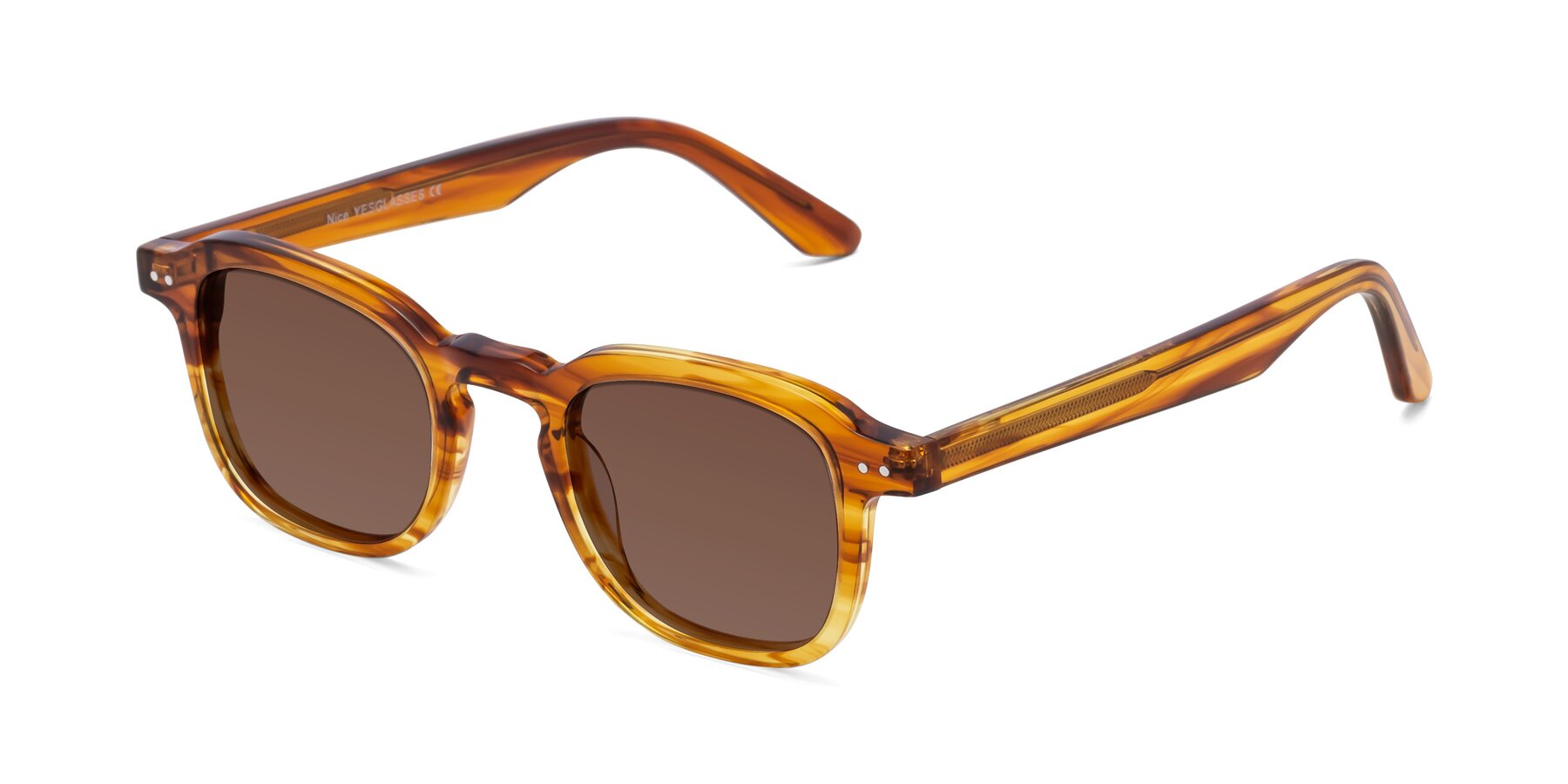 Angle of Nice in Striped Amber with Brown Tinted Lenses