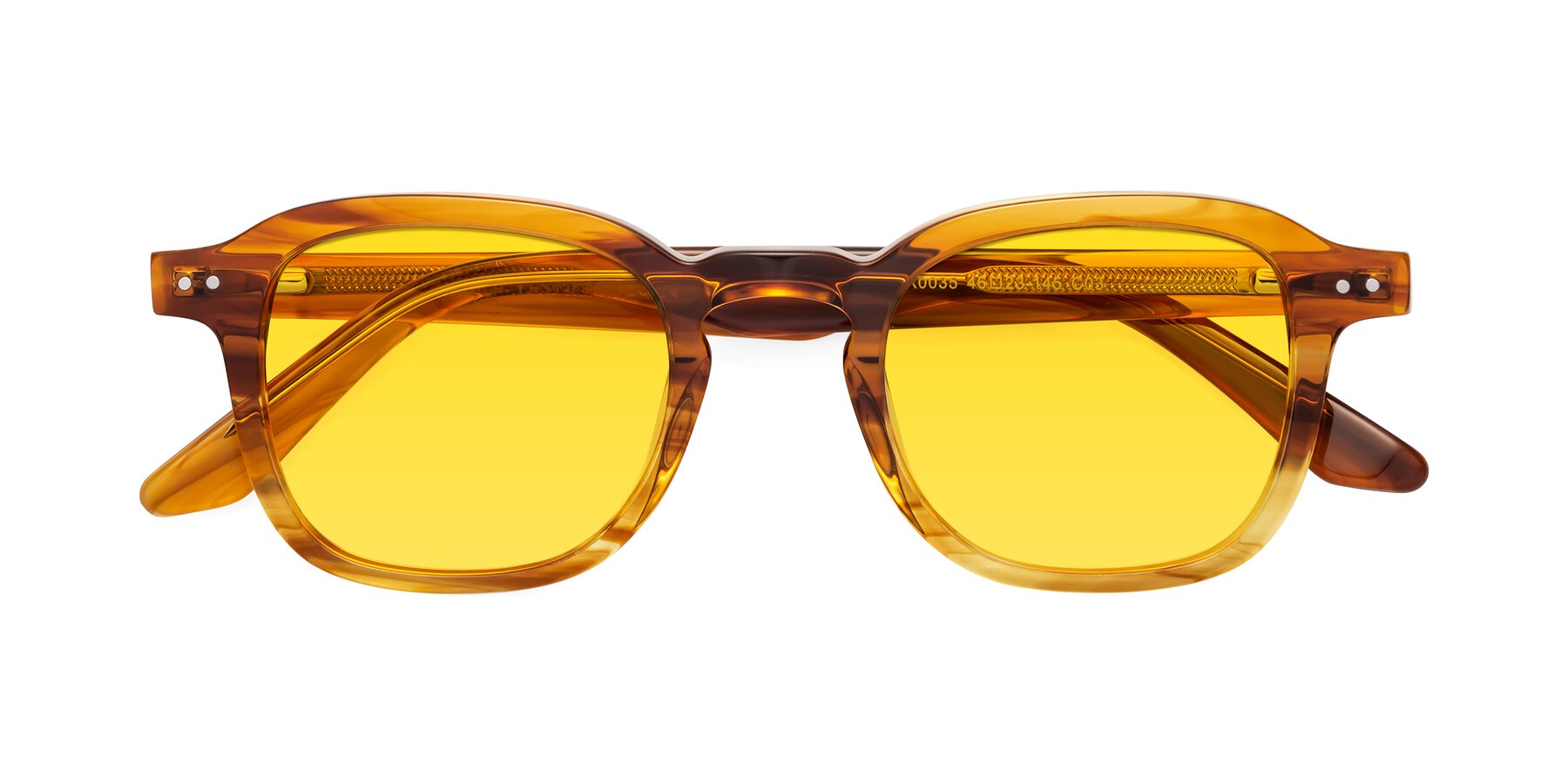 Folded Front of Nice in Striped Amber with Yellow Tinted Lenses