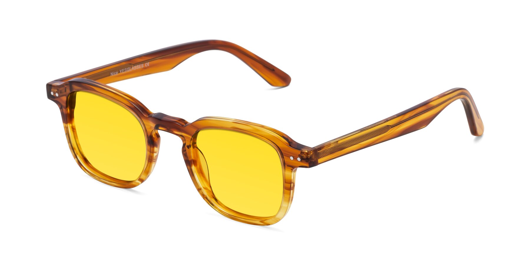 Angle of Nice in Striped Amber with Yellow Tinted Lenses