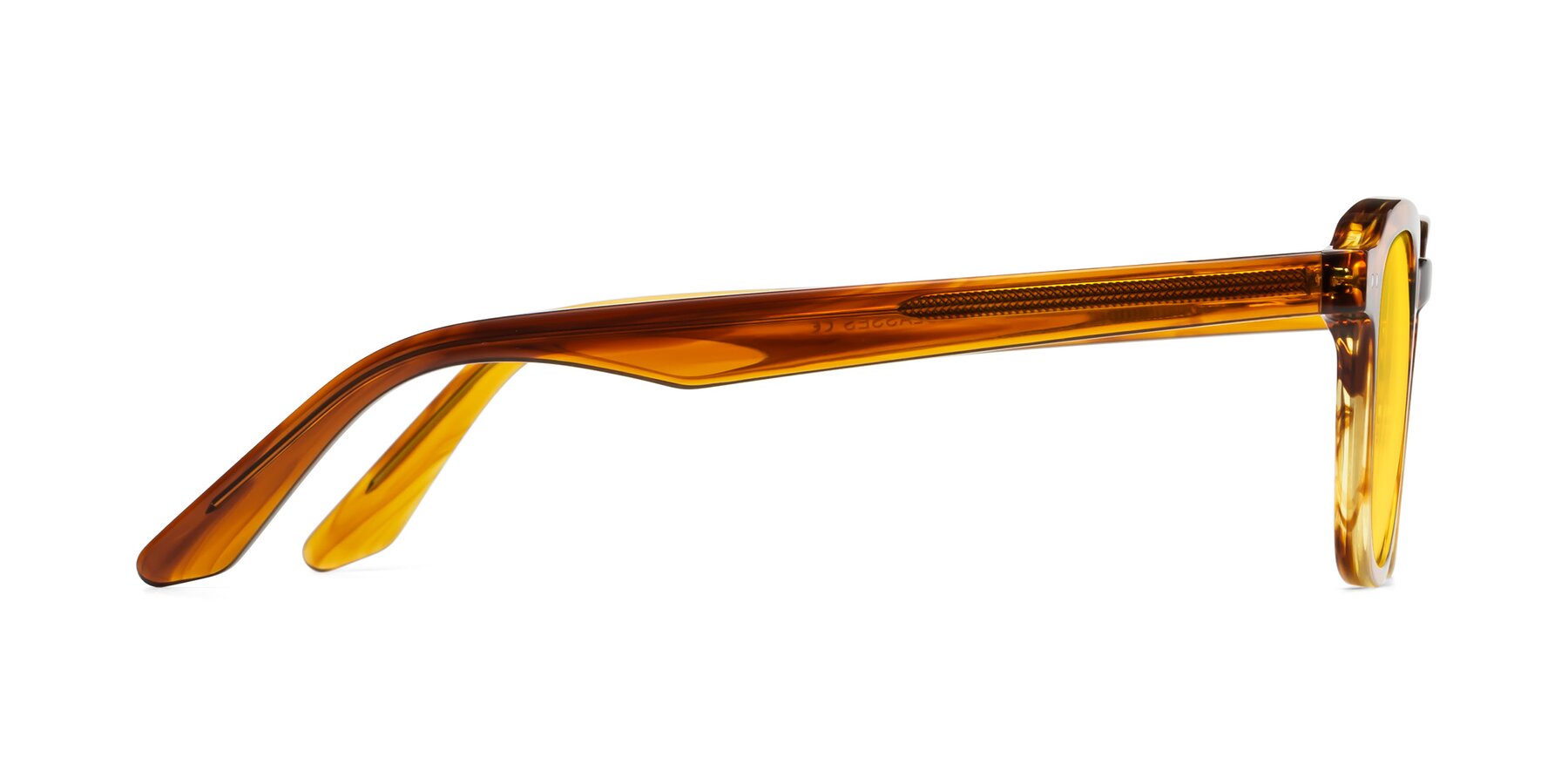 Side of Nice in Striped Amber with Yellow Tinted Lenses