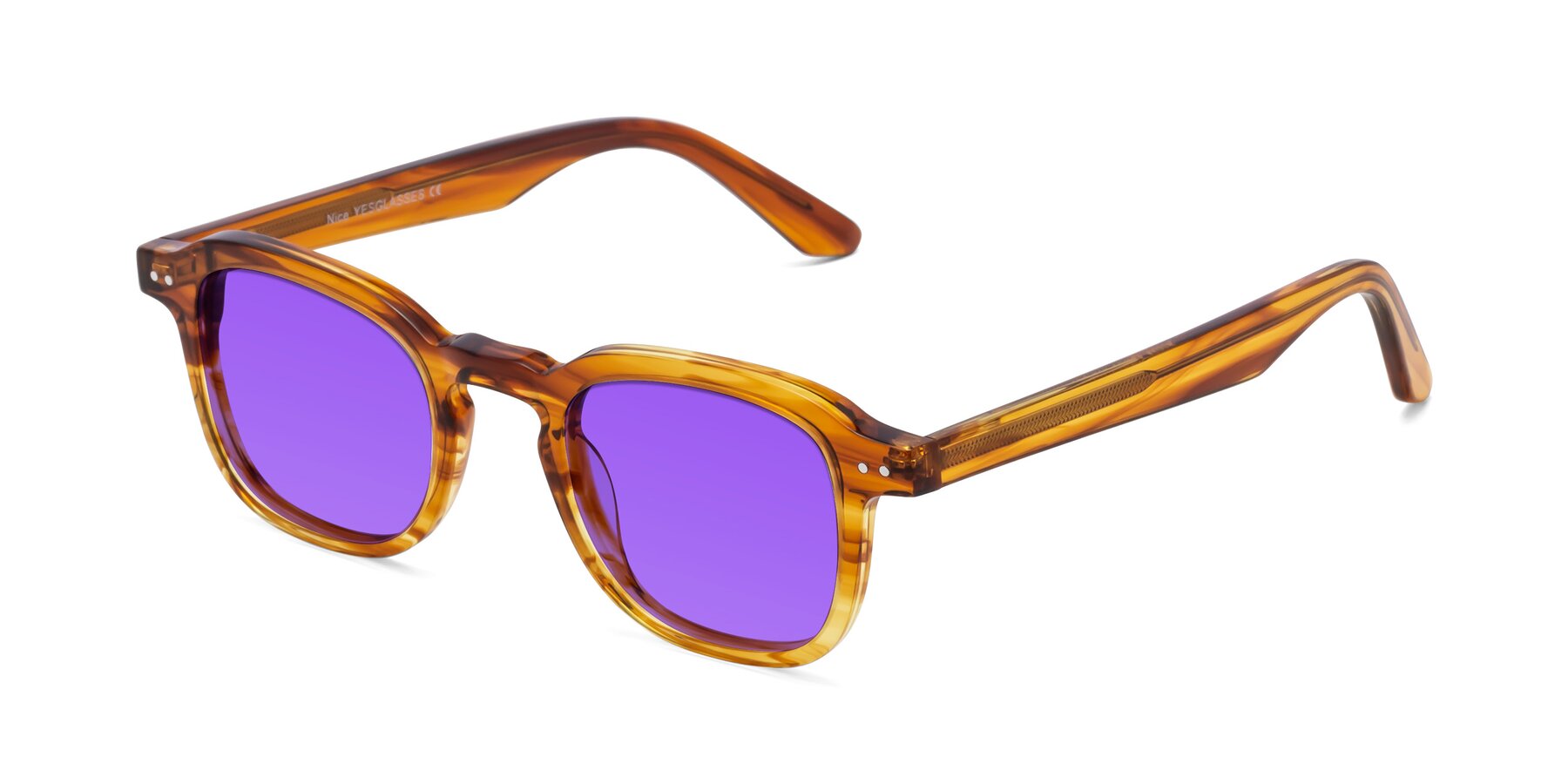 Angle of Nice in Striped Amber with Purple Tinted Lenses
