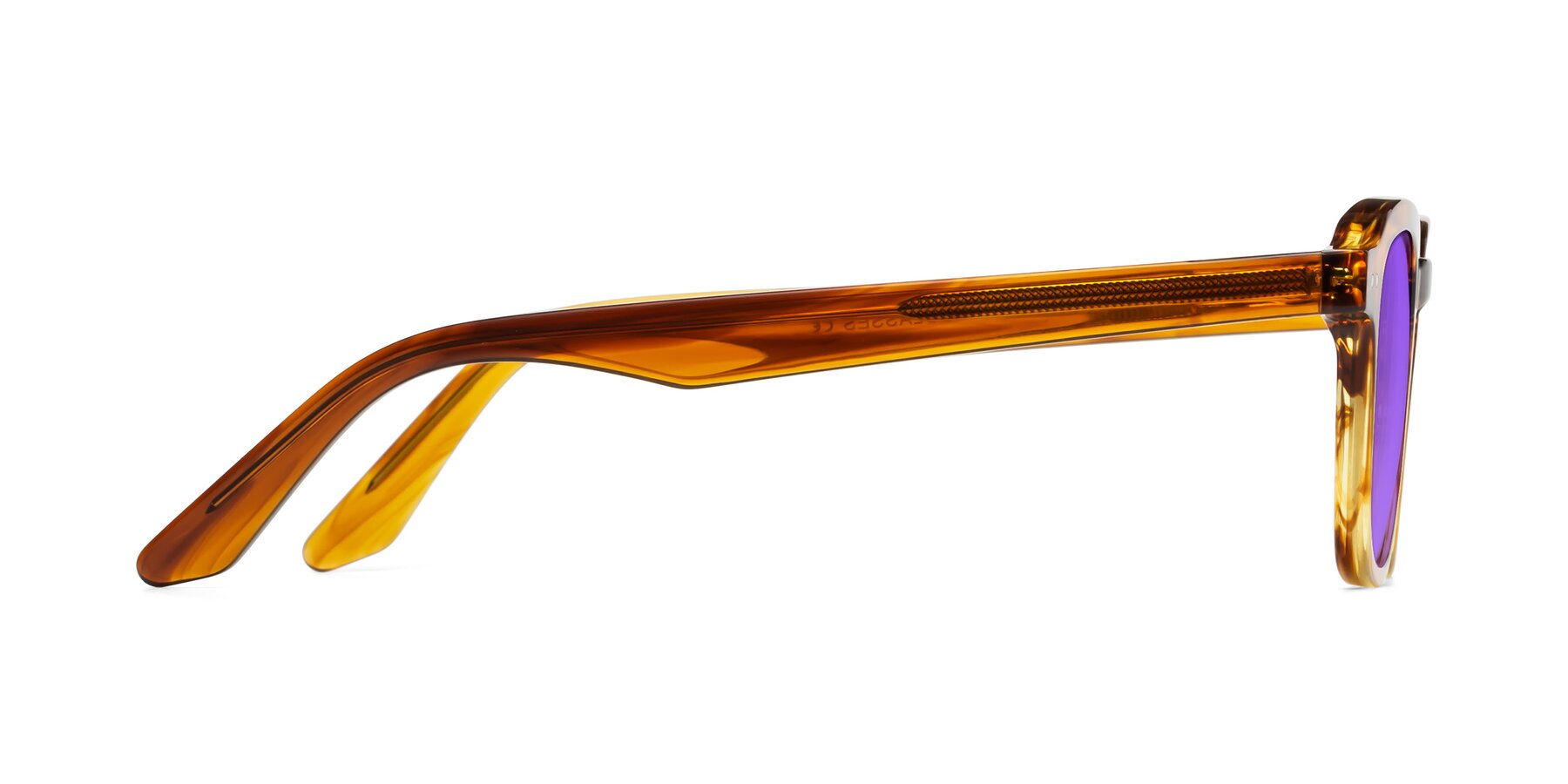 Side of Nice in Striped Amber with Purple Tinted Lenses
