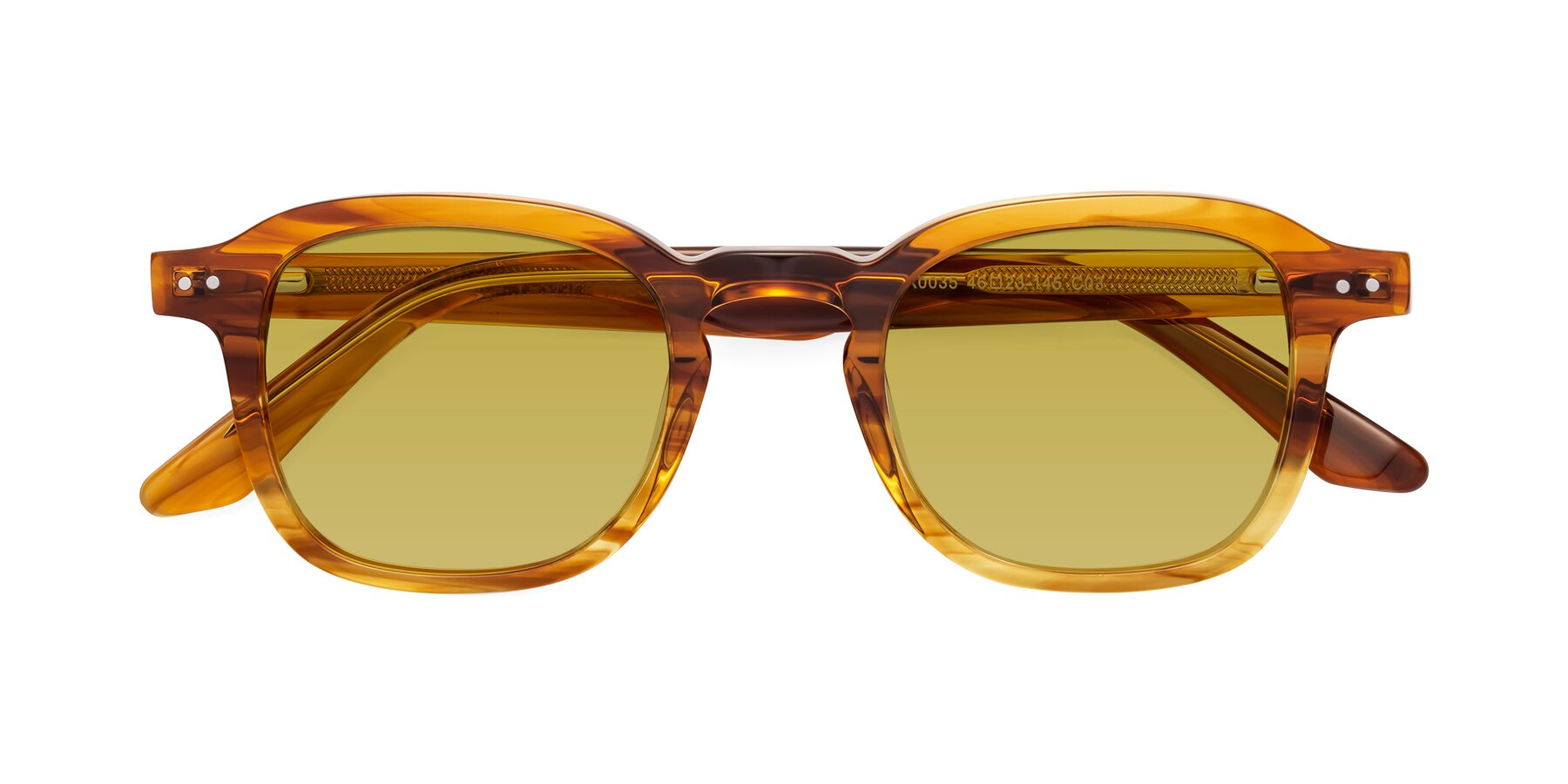 Folded Front of Nice in Striped Amber with Champagne Tinted Lenses