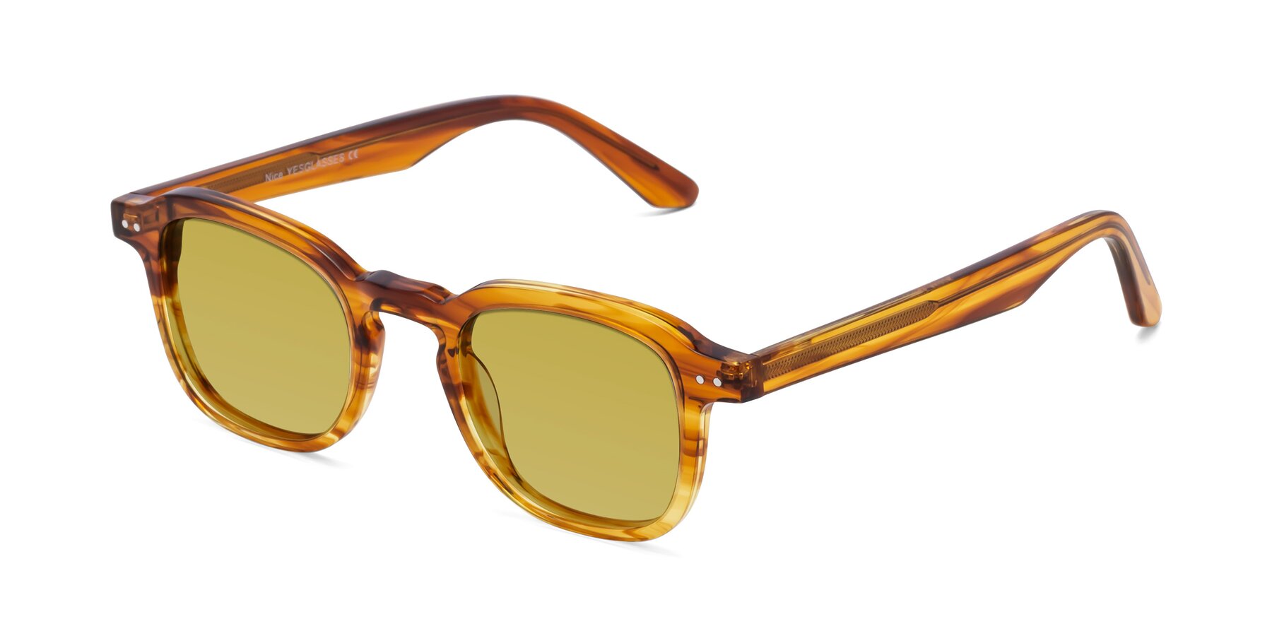 Angle of Nice in Striped Amber with Champagne Tinted Lenses