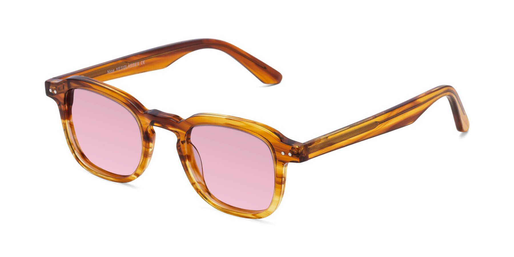 Angle of Nice in Striped Amber with Light Wine Tinted Lenses