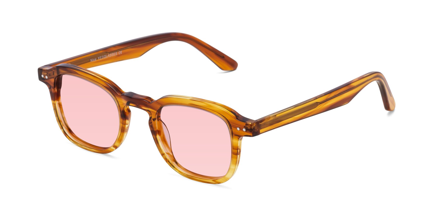 Angle of Nice in Striped Amber with Light Garnet Tinted Lenses