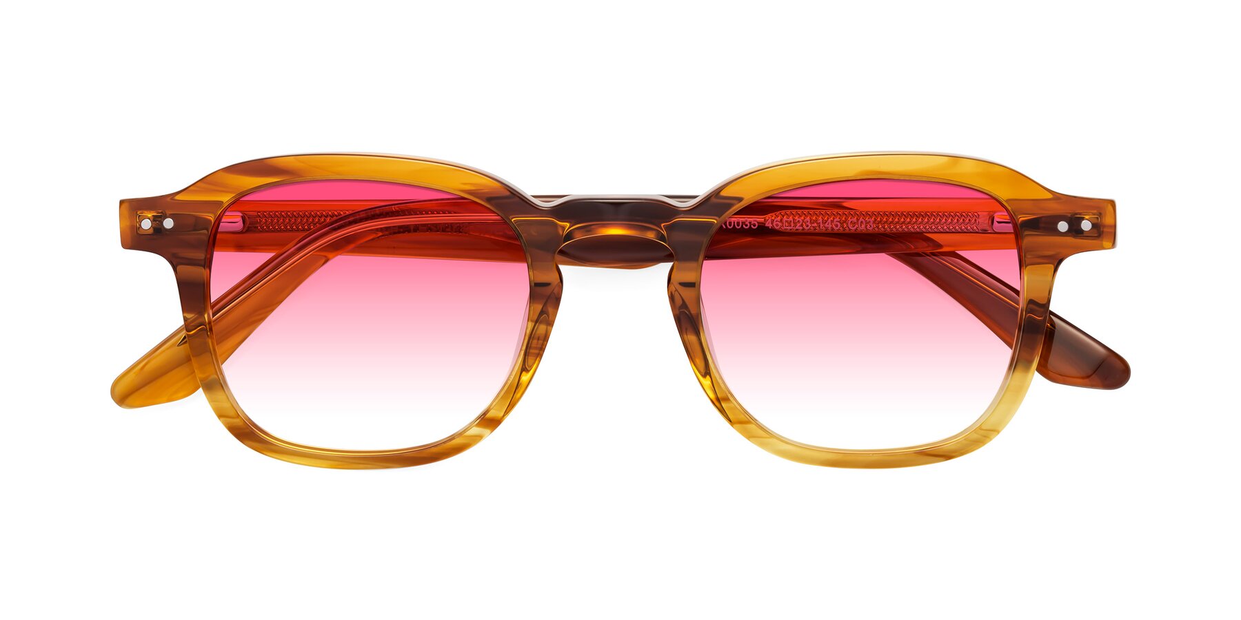 Folded Front of Nice in Striped Amber with Pink Gradient Lenses