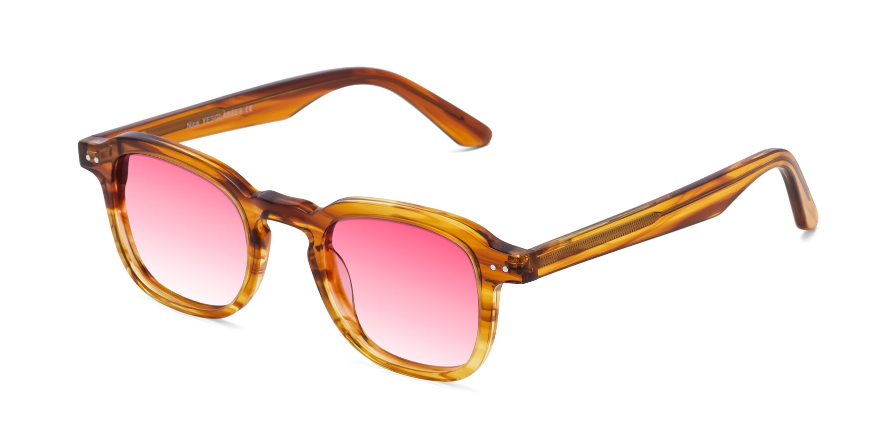 Angle of Nice in Striped Amber with Pink Gradient Lenses
