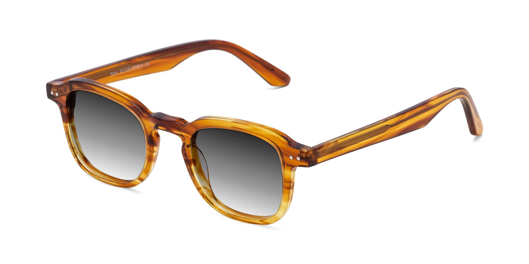 Angle of Nice in Striped Amber with Gray Gradient Lenses