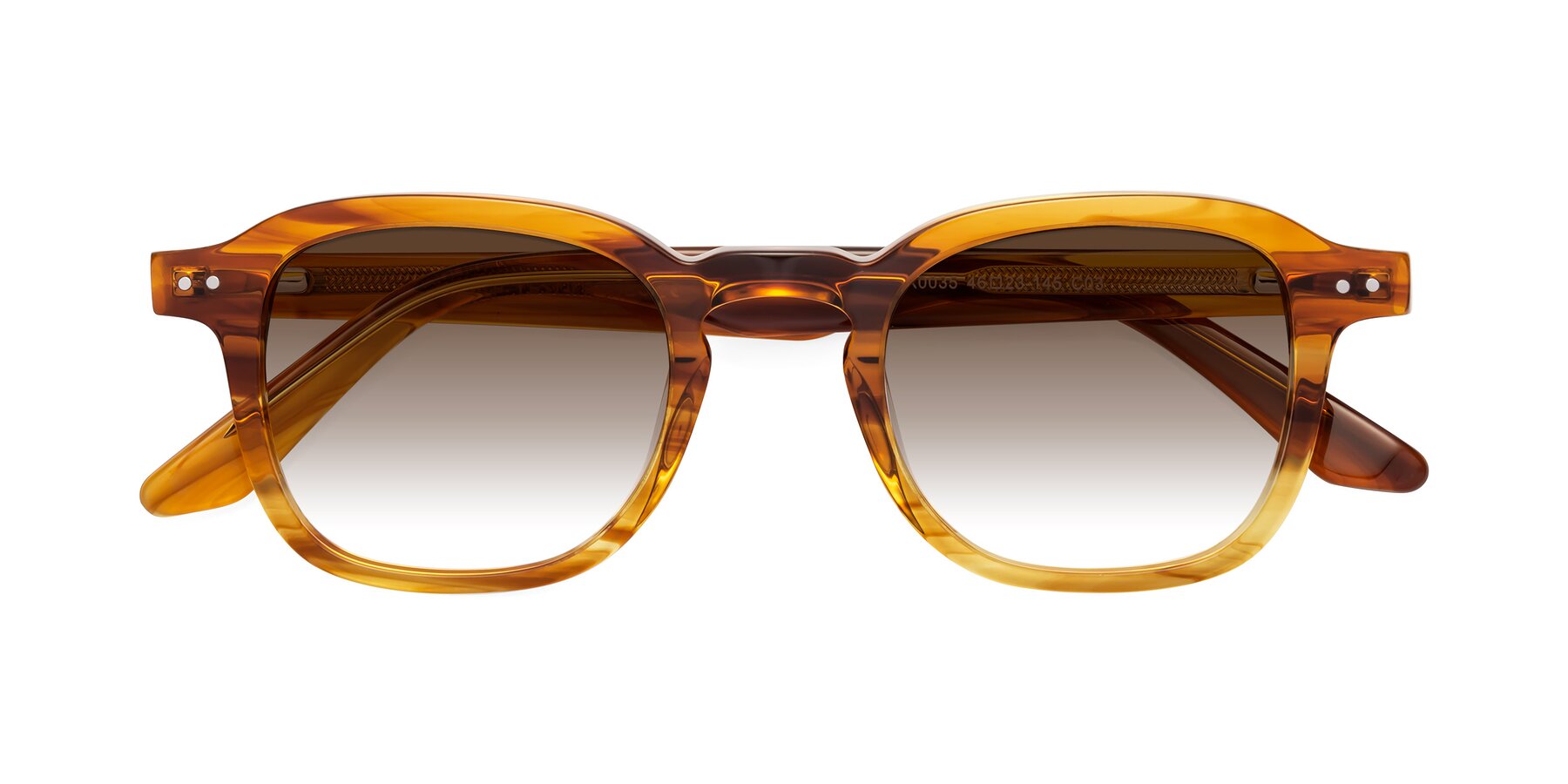 Folded Front of Nice in Striped Amber with Brown Gradient Lenses