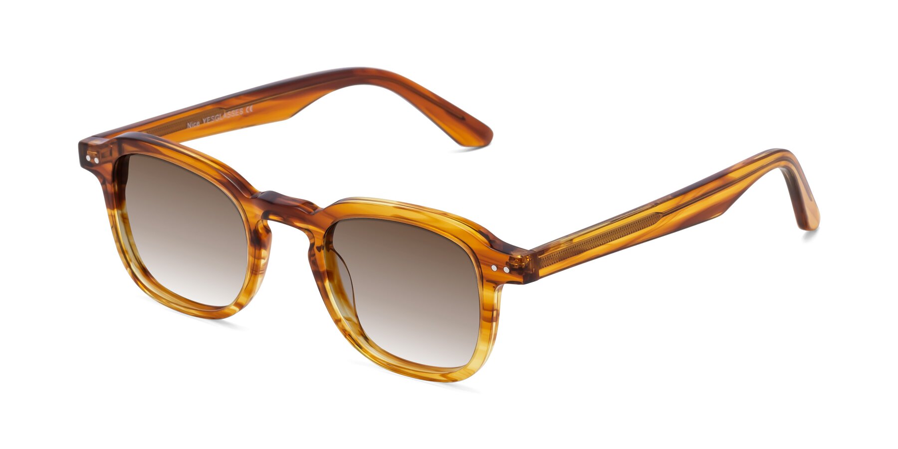 Angle of Nice in Striped Amber with Brown Gradient Lenses