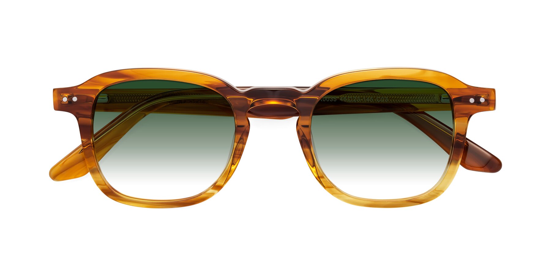 Folded Front of Nice in Striped Amber with Green Gradient Lenses