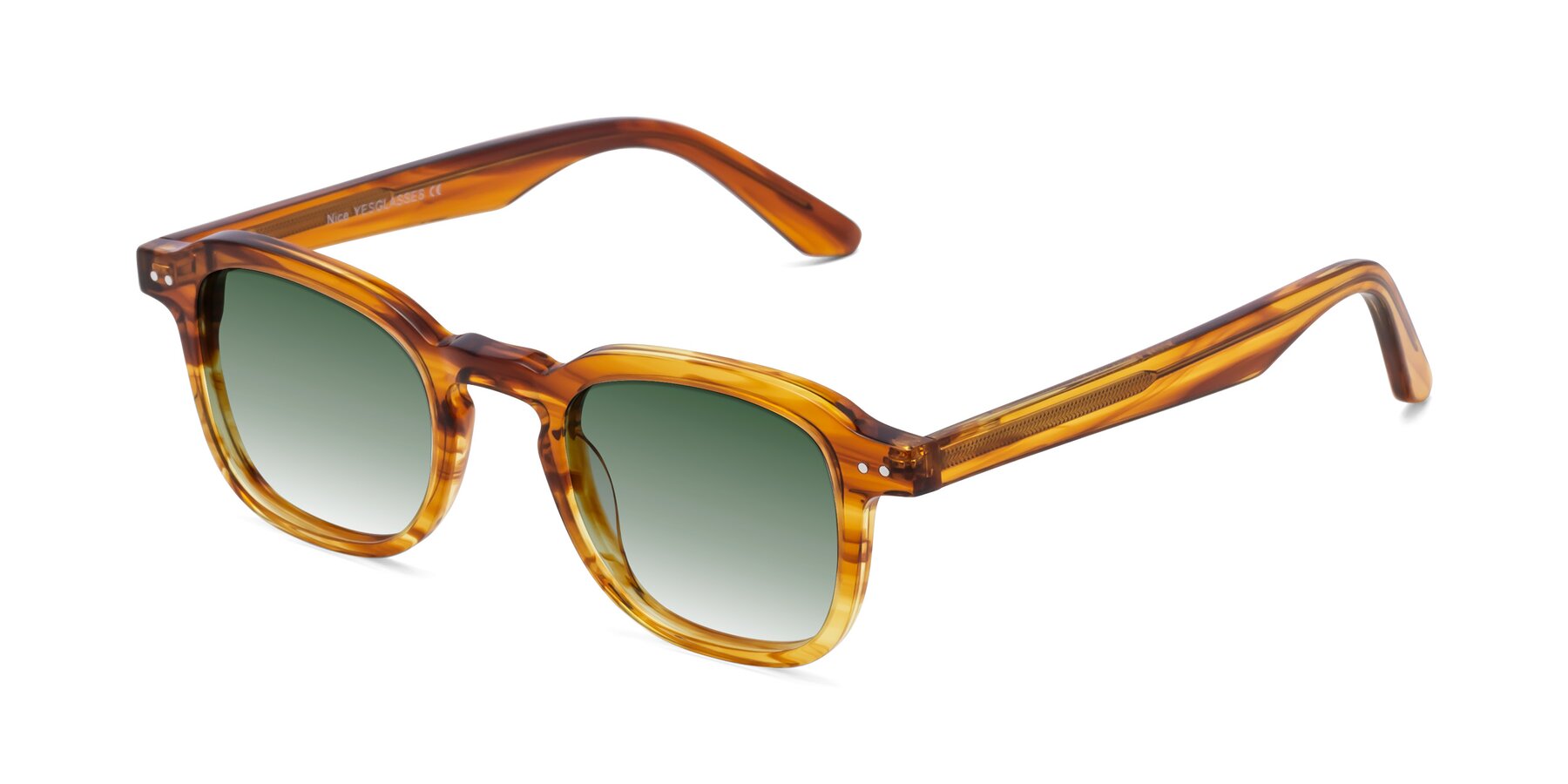 Angle of Nice in Striped Amber with Green Gradient Lenses