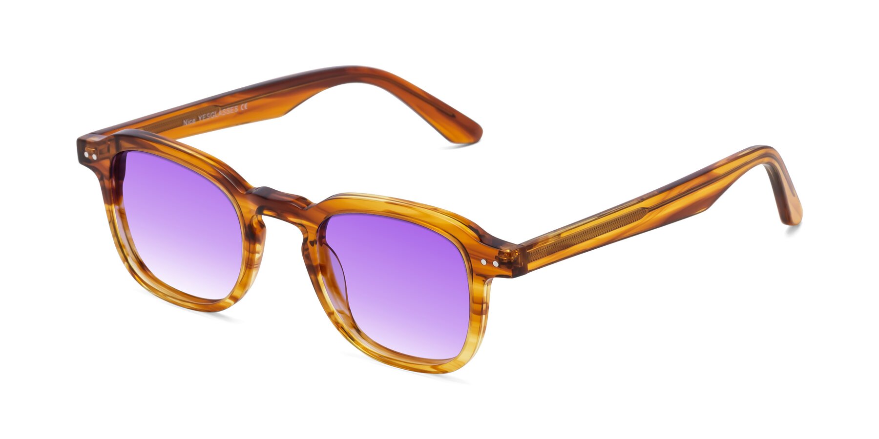 Angle of Nice in Striped Amber with Purple Gradient Lenses