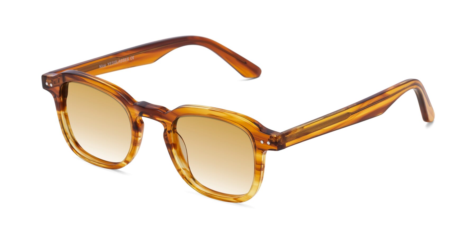 Angle of Nice in Striped Amber with Champagne Gradient Lenses