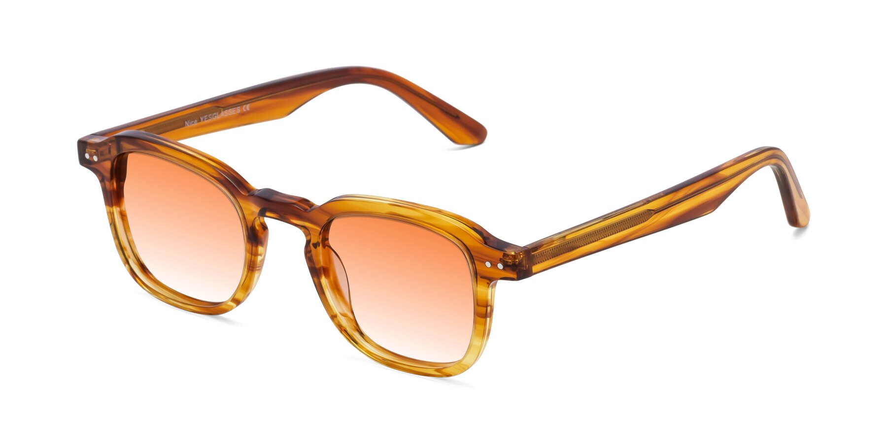 Angle of Nice in Striped Amber with Orange Gradient Lenses