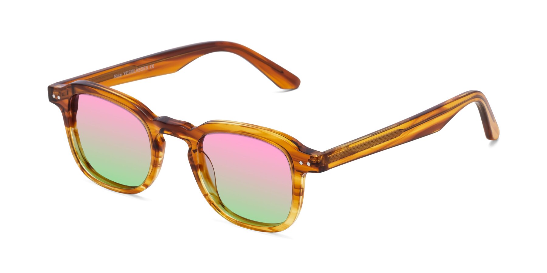 Angle of Nice in Striped Amber with Pink / Green Gradient Lenses