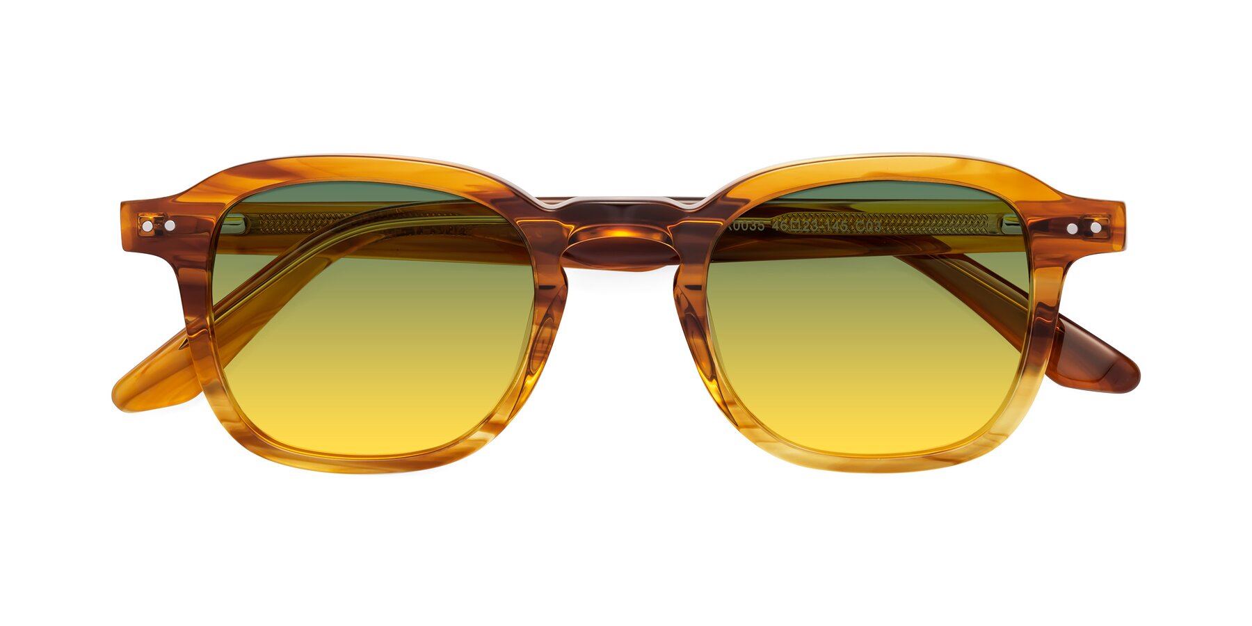 Folded Front of Nice in Striped Amber with Green / Yellow Gradient Lenses