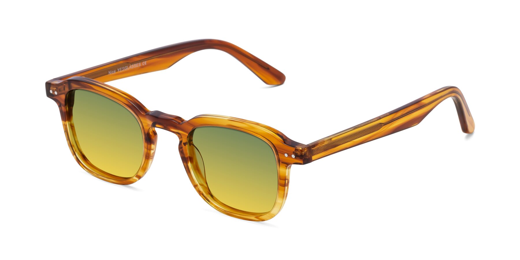 Angle of Nice in Striped Amber with Green / Yellow Gradient Lenses
