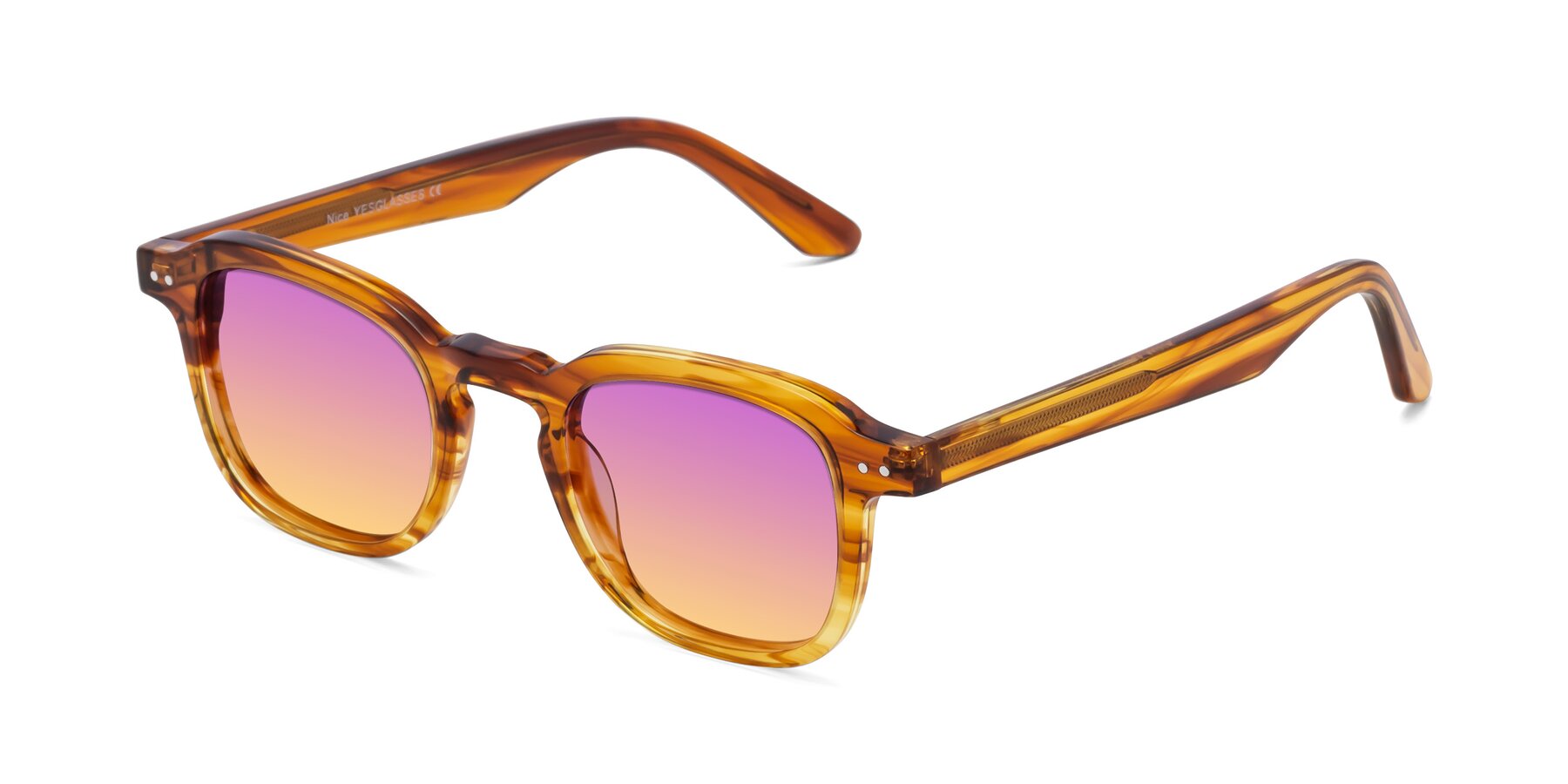 Angle of Nice in Striped Amber with Purple / Yellow Gradient Lenses