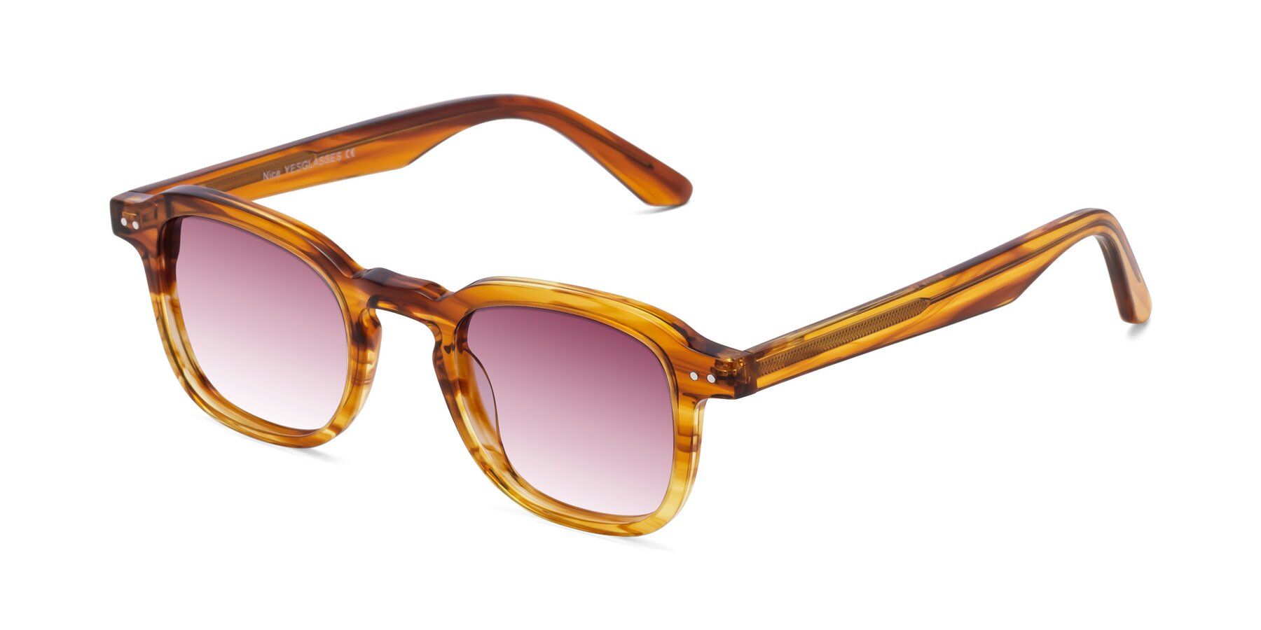 Angle of Nice in Striped Amber with Wine Gradient Lenses