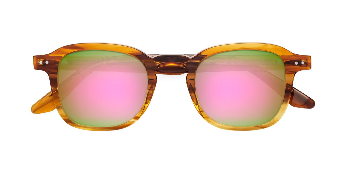 Nice - Striped Amber Flash Mirrored Sunglasses