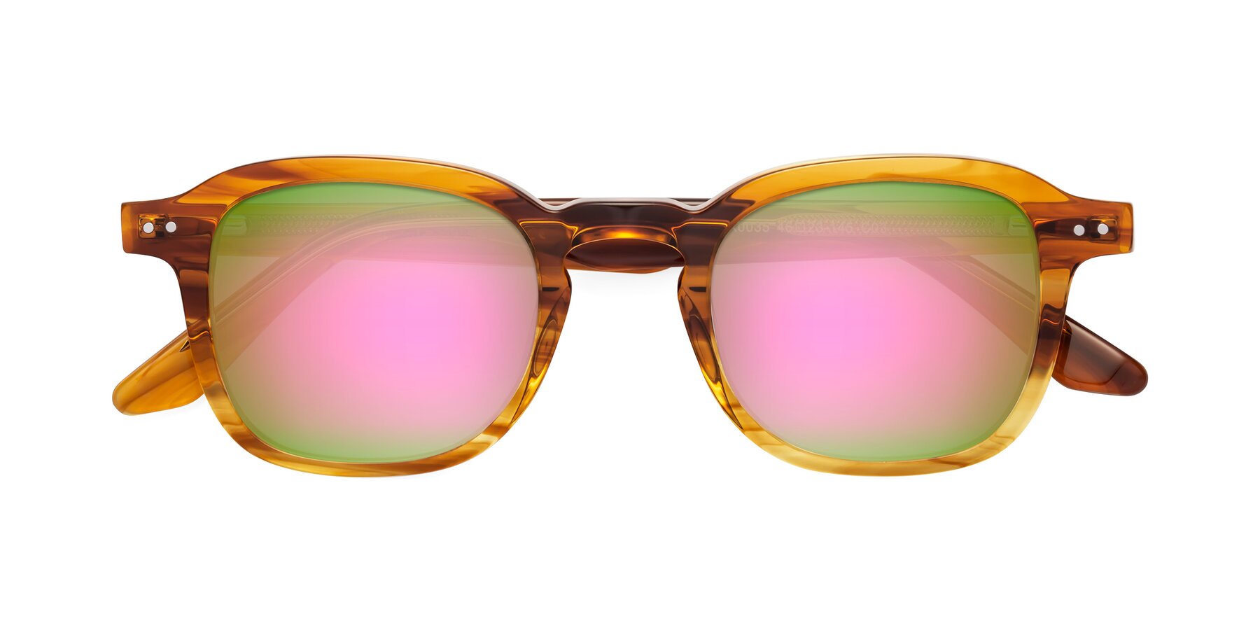 Folded Front of Nice in Striped Amber with Pink Mirrored Lenses